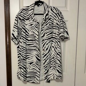 Nasty Gal Black & White Zebra Print Button-Up dress
